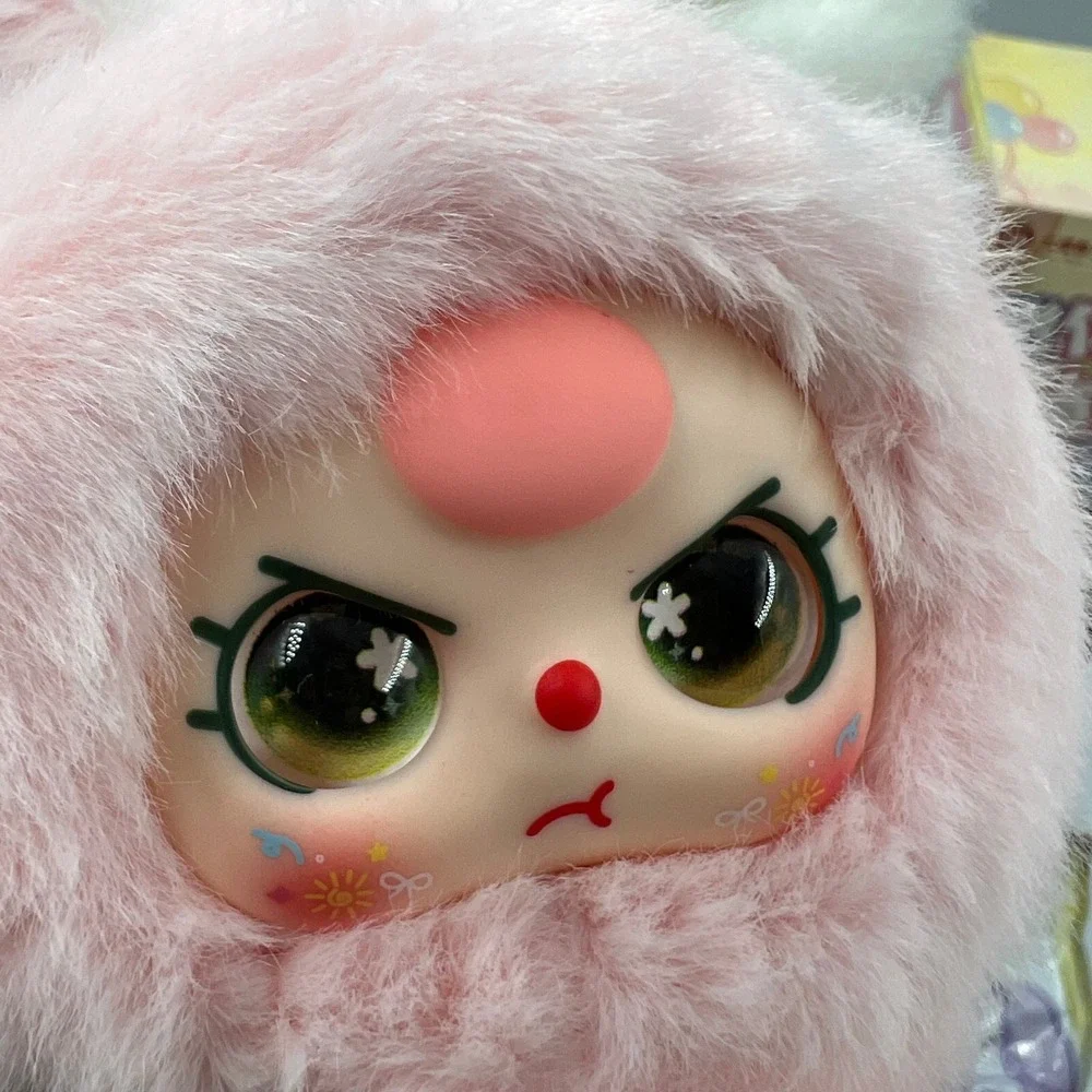 Baby Three Miniature Bunny Light Pink Rabbit Plush Special Eyes Blind Box Figure